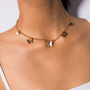 Bohemian Cute Butterfly Choker Necklace For Women Gold Silver Color Clavicle Chain  Fashion Female Chic Chocker Jewelry daiiibabyyy